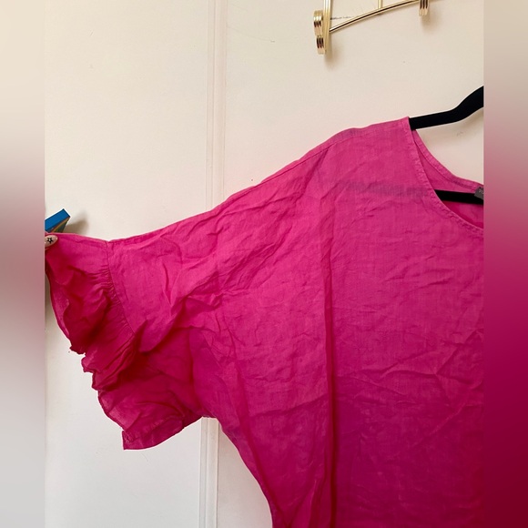 100% Linen Hot Pink Dress Cover Up Made in Italy - Picture 2 of 5